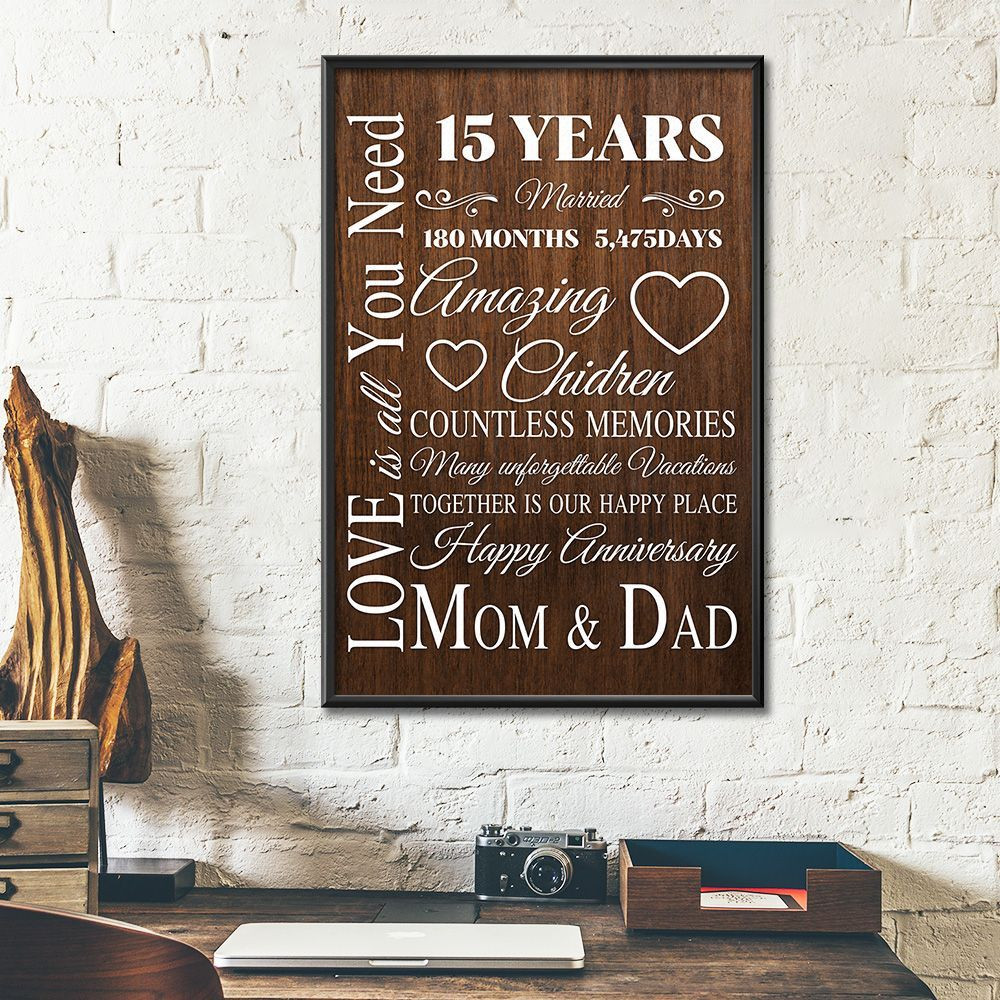 15Th Wedding Anniversary Gifts Poster For Parent, Couple, Mom & Dad