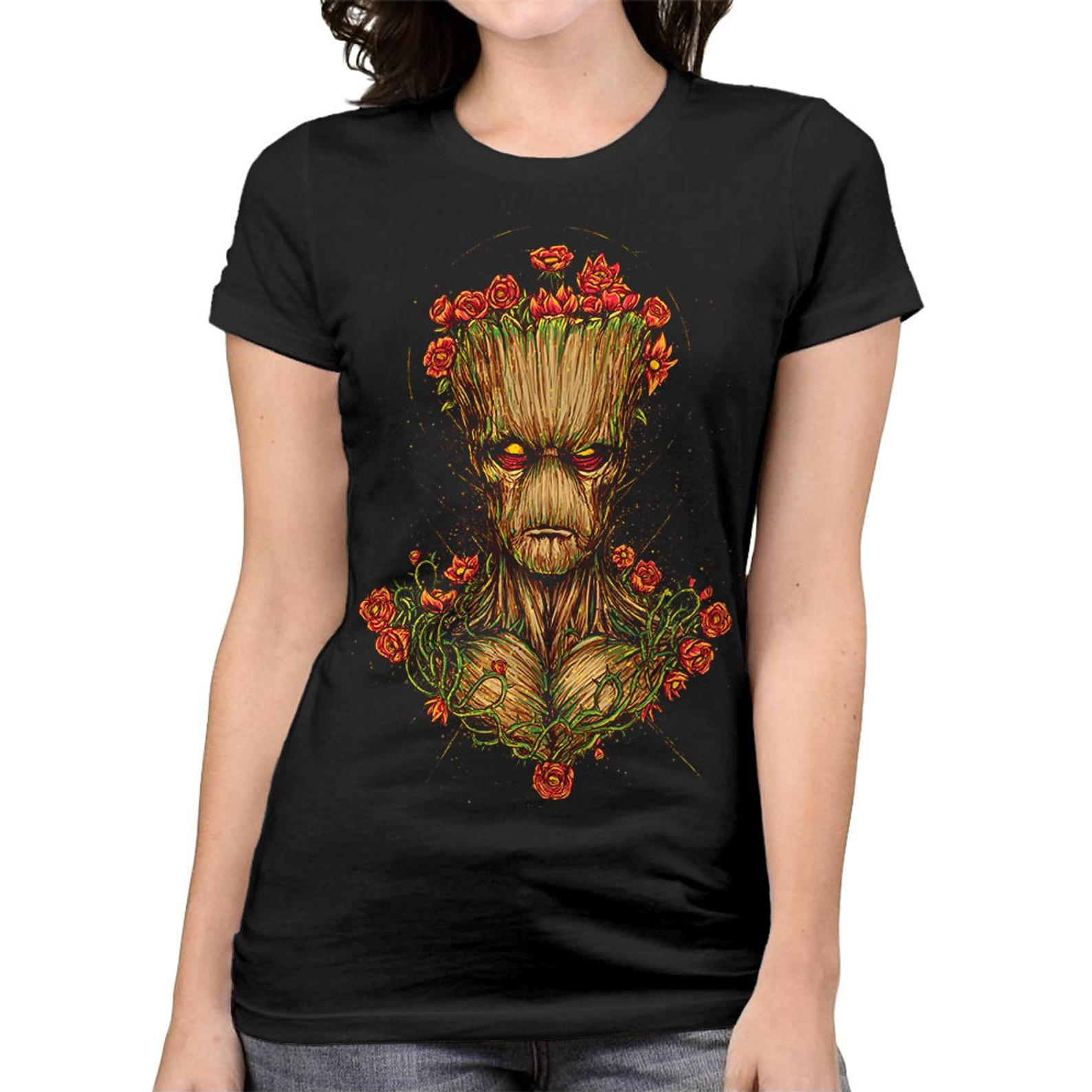 Floral Groot Art T-Shirt Guardians Of The Galaxy Shirt All S