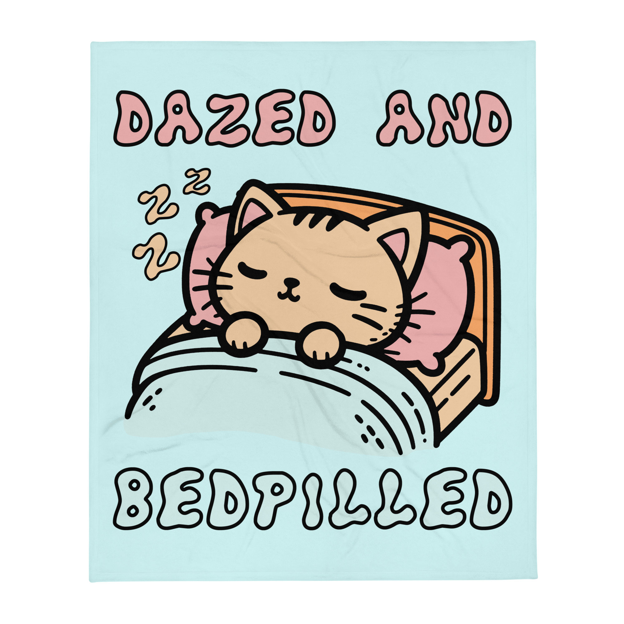 Dazed And Bedpilled – Cute Sleepy Cat Meme Blanket