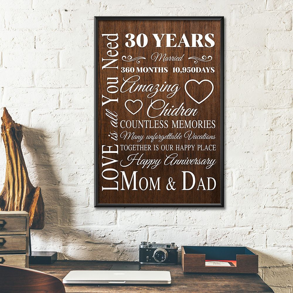 30Th Wedding Anniversary Gifts Poster For Parent, Couple, Mom & Dad