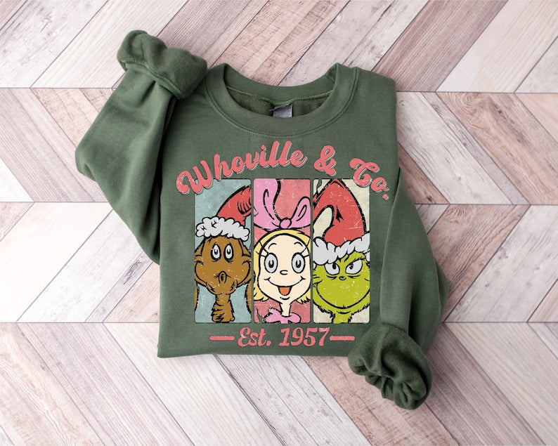 Retro Christmas Print Sweatshirt