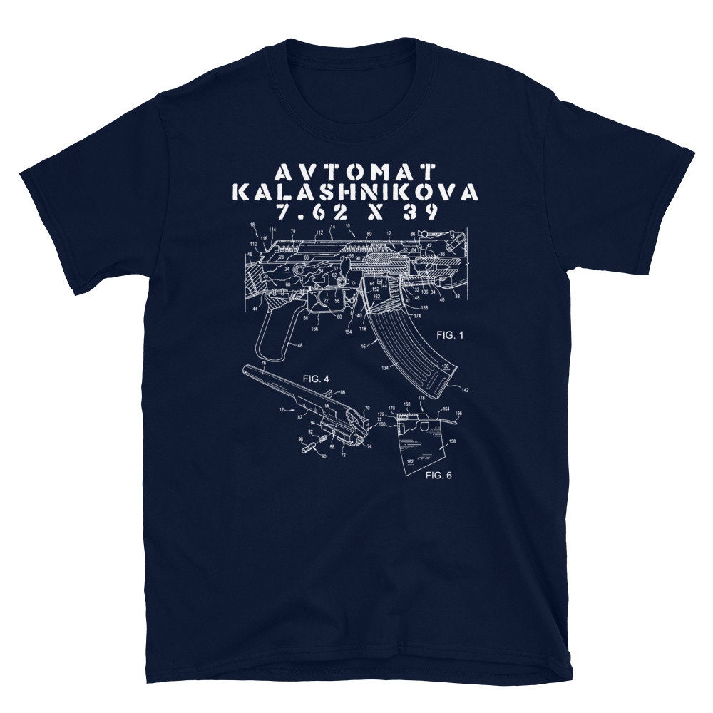 Avtomat Kalashnikova Blueprint – AK47, Mikhail Kalashnikov, Guns, Firearms, Patent T-Shirt