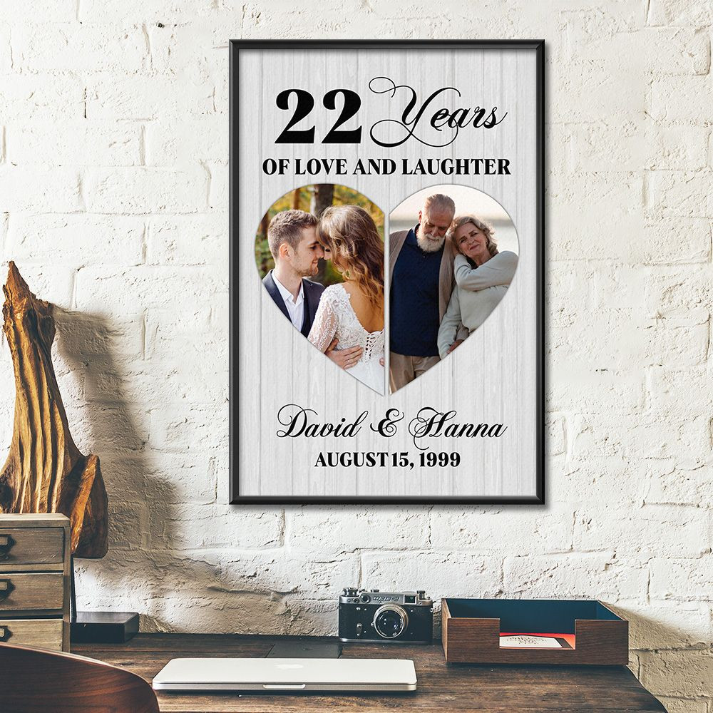 Personalized Names & Date 22Nd Wedding Anniversary Gifts Poster For Couple, Husband & Wife, Her, Him