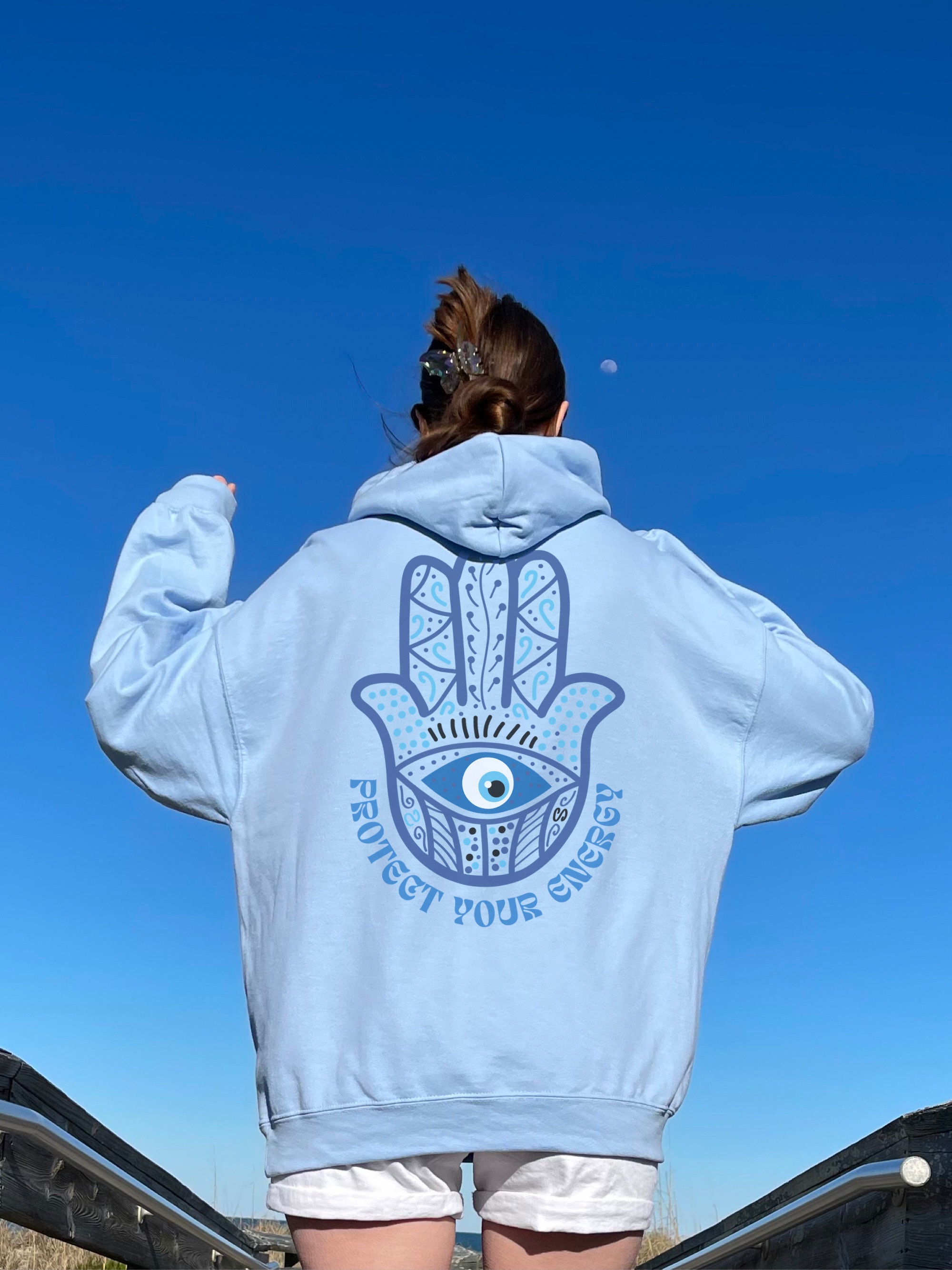 Protect Your Energy Hasma Hand Evil Eye Hoodie VSCO Hoodie Witchy Clothes Indie Clothing Aesthetic Hoodie Trendy Hoodies Preppy Hoodie Gift