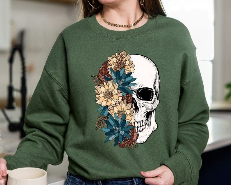 Bloom Skull Halloween Sweatshirt