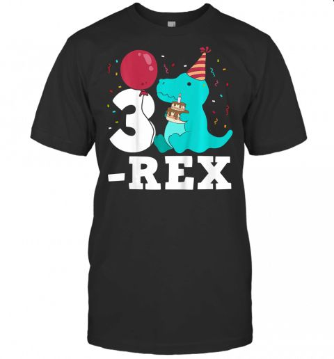 Kids Three Rex Birthday Party Dinosaur T Shirt