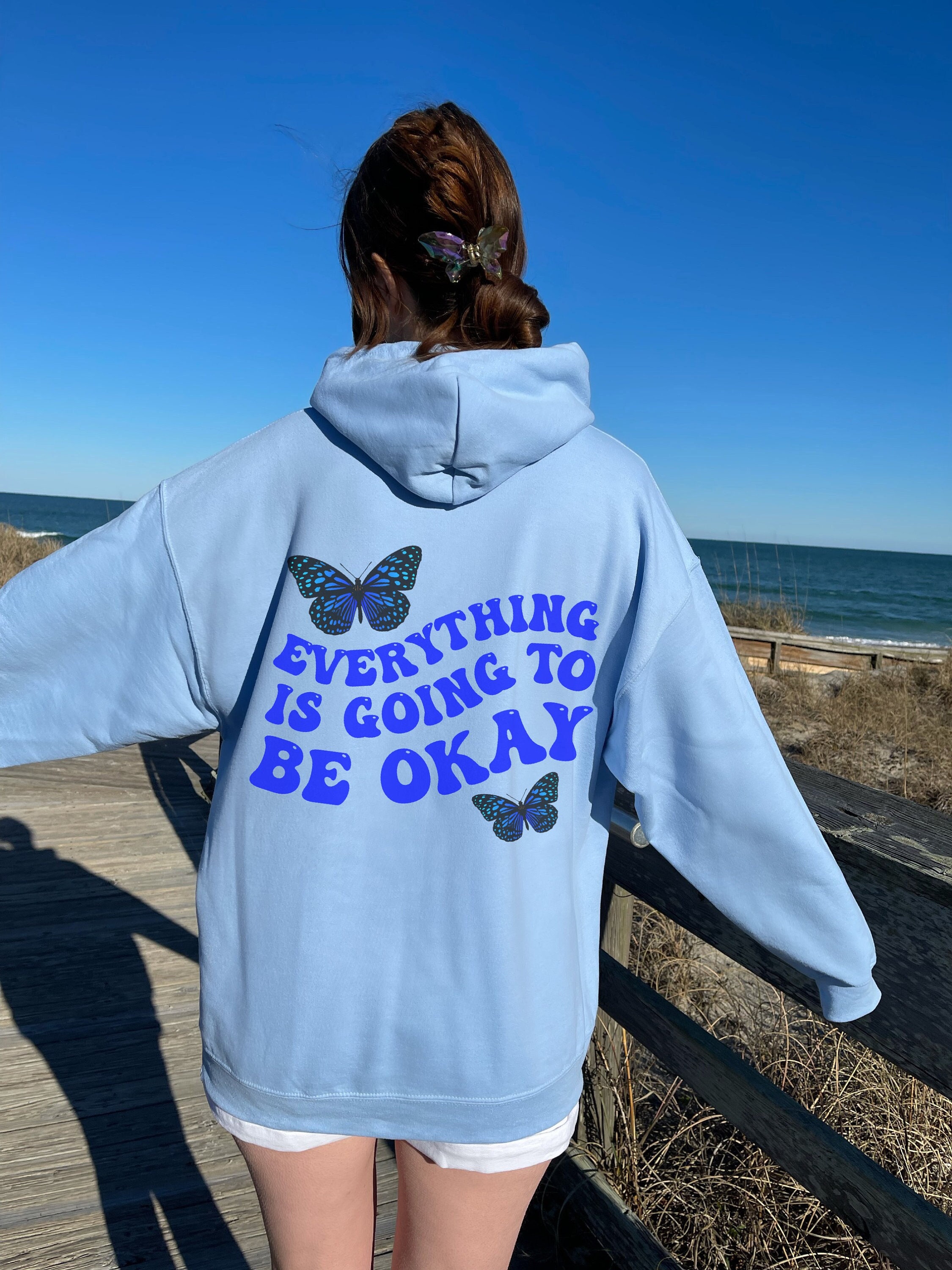 Everything is Going to Be Ok Hoodie with Words on Back Print Hoodie Trendy Hoodies Preppy Sweatshirt VSCO Hoodie Aesthetic Clothes Vintage