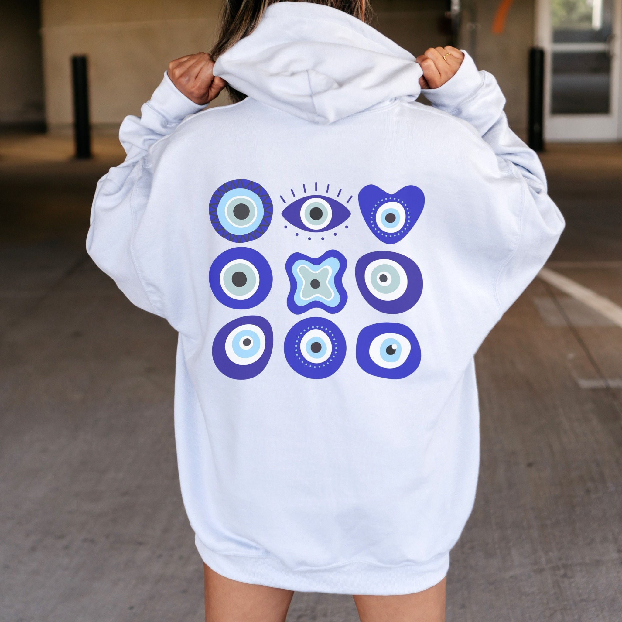 Evil Eye Hoodie Back Print Hoodie Preppy Sweatshirt Women Trendy Hoodies VSCO Hoodie Indie Clothing Witchy Gifts Aesthetic Clothes Pinterest