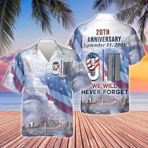 Patriot Day 9/11 Never Forget Hawaiian – September 11Th 20 Year Anniversary Blue 3D Shirt