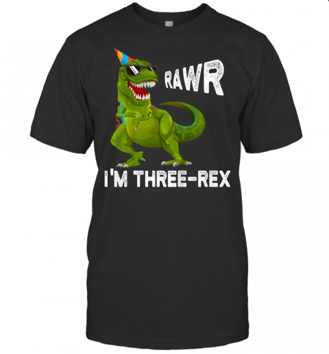 Kids Three Rex T Rex Birthday Shirt 3 Yrs Old Boy Tee T Shirt