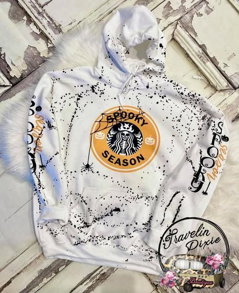 ..Spooky Season Coffee Splatter Halloween Hoodie