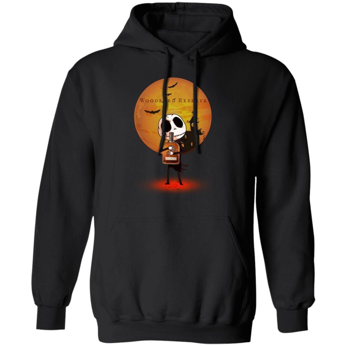 Jack Skellington Holding Woodford Reserve Whisky Hoodie Funny Halloween Gift Ha09