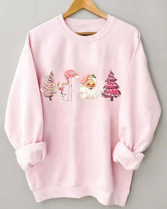 Ladies Christmas Print Long-Sleeved Sweatshirt