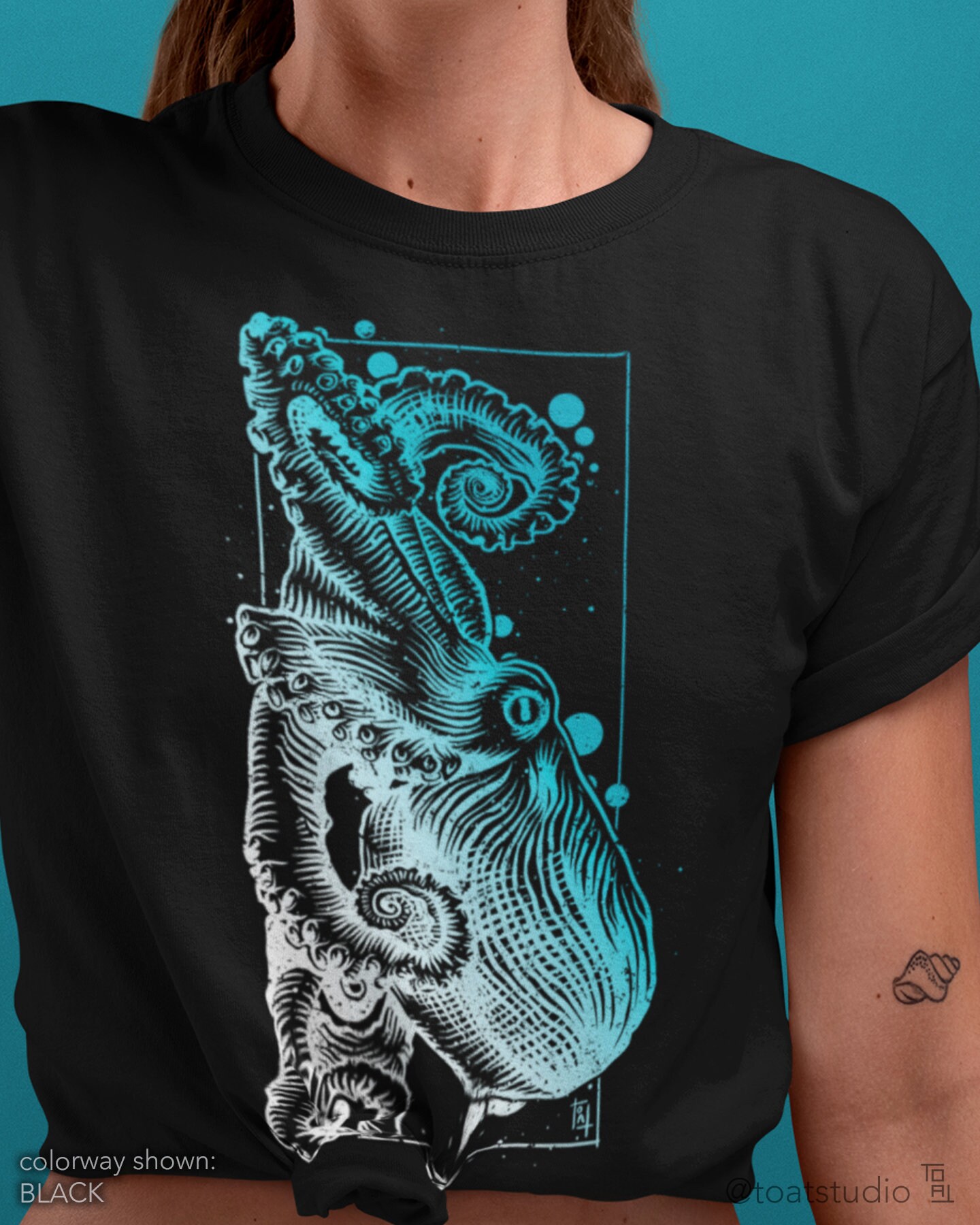 Octopus II Unisex T-shirt, Octopus Silhouette , Marine life, Aquatic wildlife, Coral Reef, Ocean Conservation, Fish Marine Life