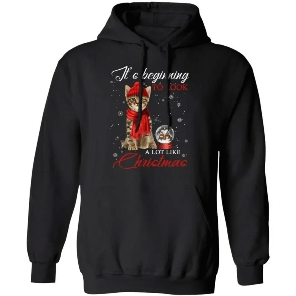 Its Beginning To Look A Lot Like Christmas Lovely Cat Christmas Hoodie Xmas Gift Va11