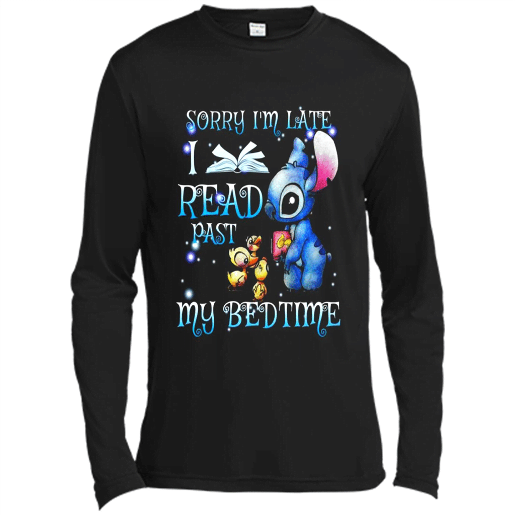 Sorry Im Late I Read Past My Bedtime Stitch And Duck Being Best Friend – Canvas Long Sleeve T-Shirt