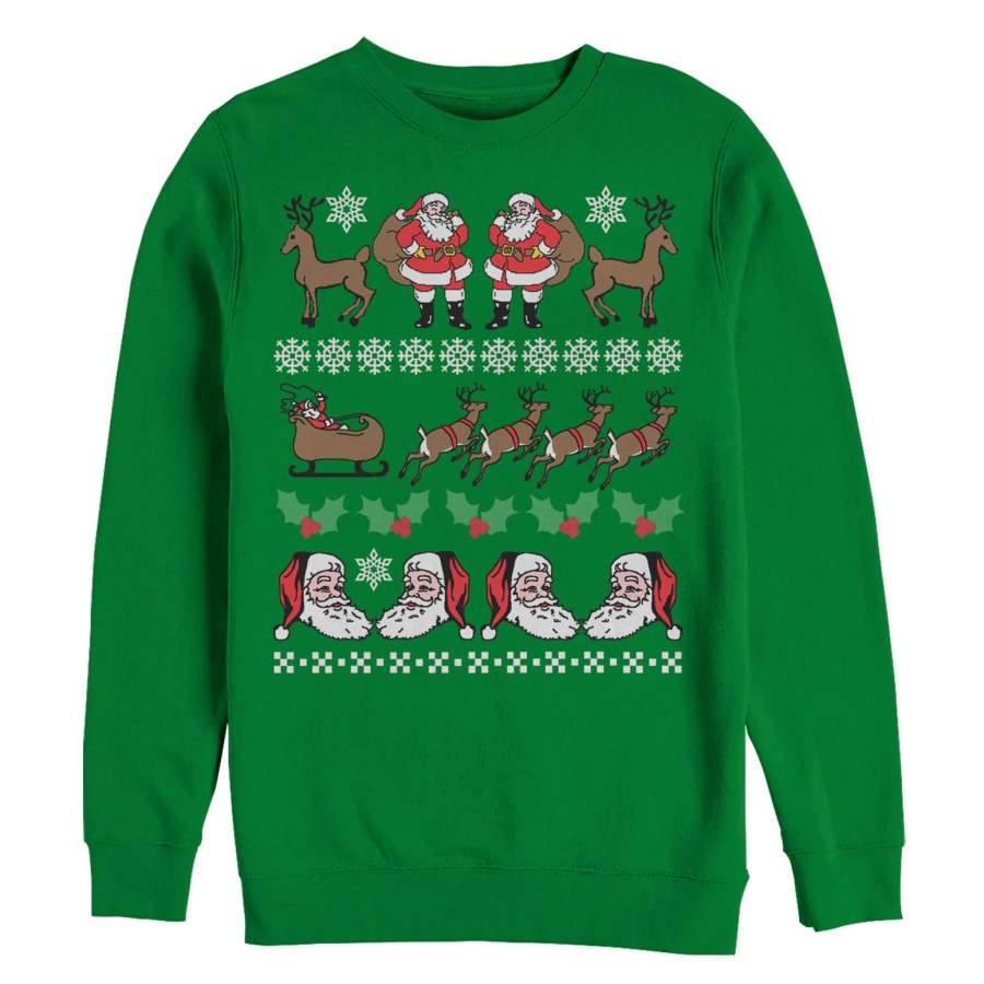 Lost Gods Men’s Ugly Christmas Santa Claus Pattern  Sweatshirt