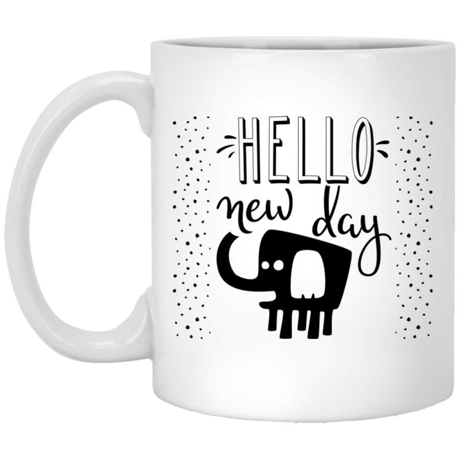 NewmeUP 11 Oz Coffee Mug Elephants Coffee Mug Hello New Day Elephants