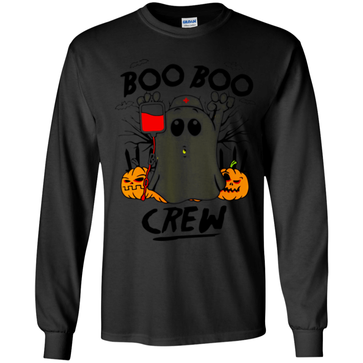 Ghost Pumpkins Nurse Boo Boo Crew Halloween Youth Ls T-Shirt