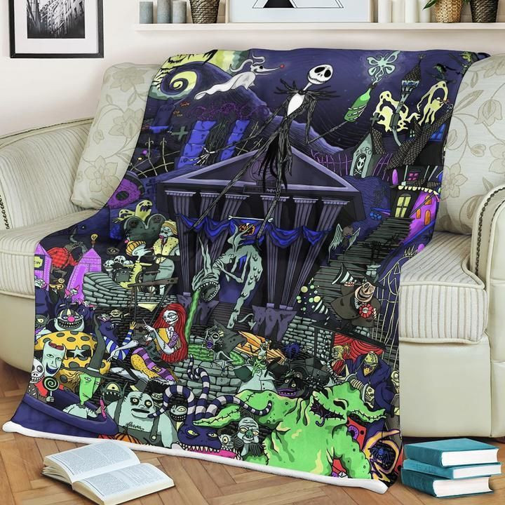 3D Ghost Town In The Nightmare Before Christmas Custom Blanket