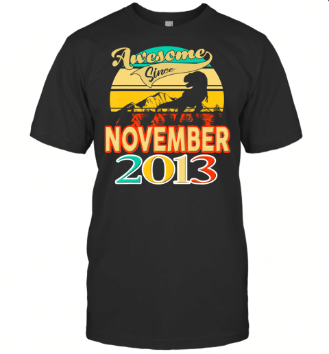 Kids Vintage 2013 November 2013 7 Years Old Dinosaur T Shirt