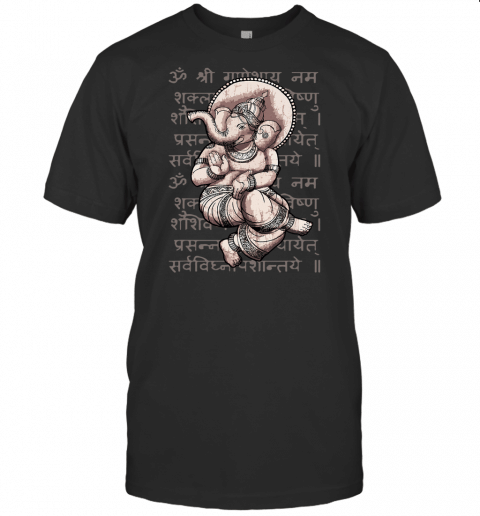 Dancing Ganesha W Sanskrit Ganesh Mantra Yoga Meditation T Shirt