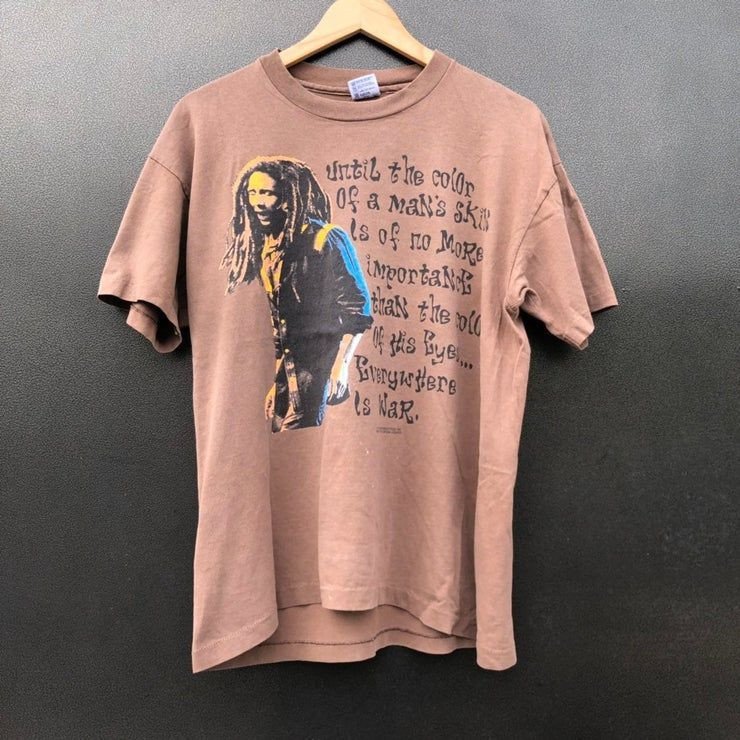 Vintage 90S Bob Marley Against Skin Colour Racist Icon Father Of Reggae Weed Smoker Icon Shirt