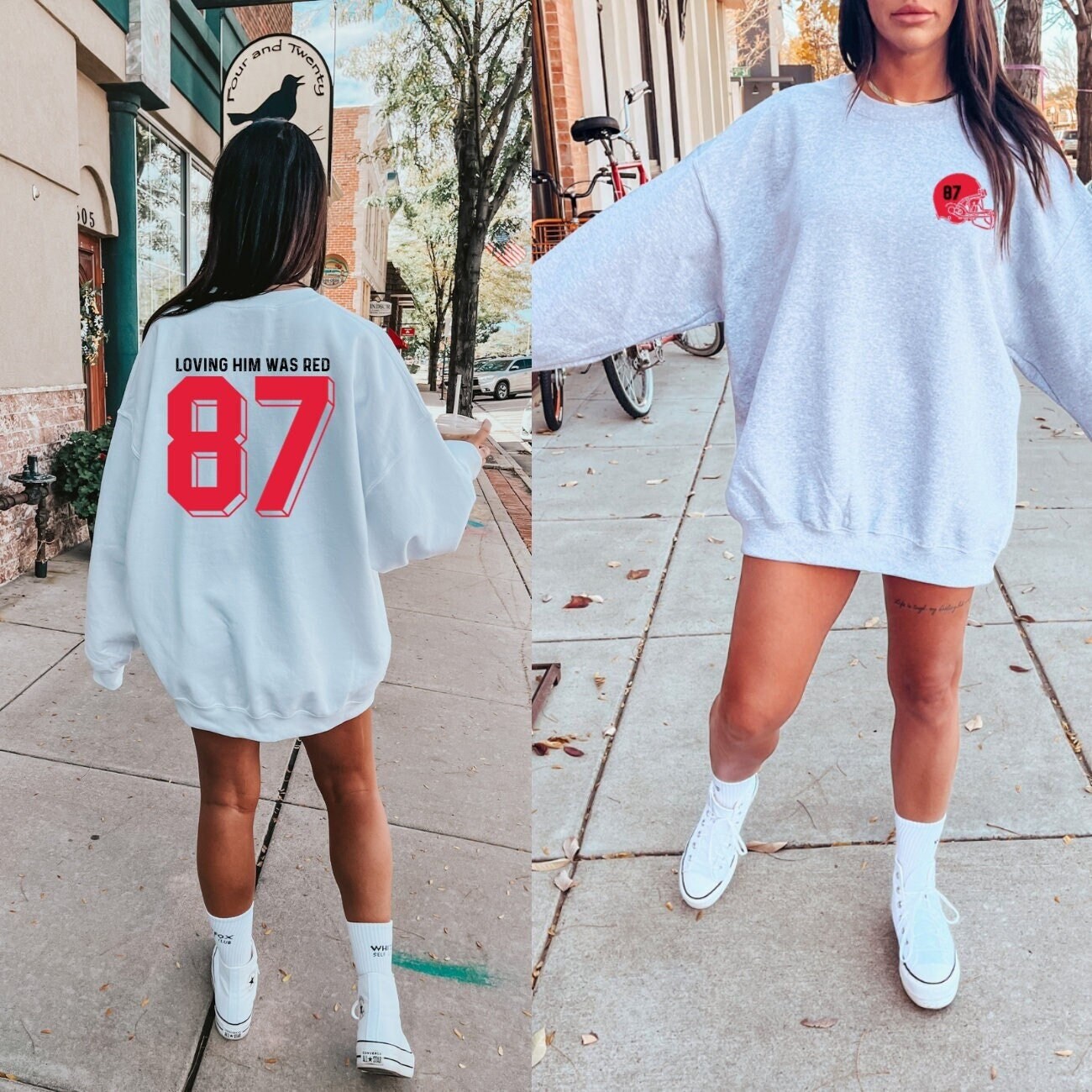 Loving Him Was Red Sweatshirt 87 Sweatshirt Football Sweatshirt Gameday Sweatshirt Football Girlfriend Shirt Trendy Football Swelce Sweater