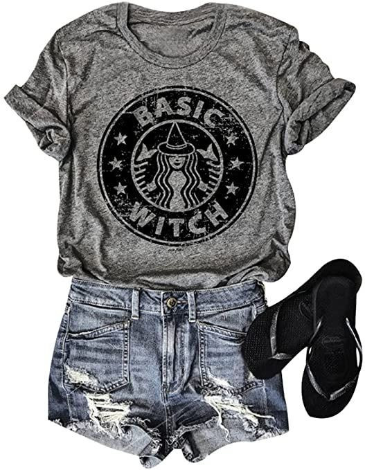 Halloween Shirt For Women Funny Graphic Basic Witch Tops Fall Hocus Tee