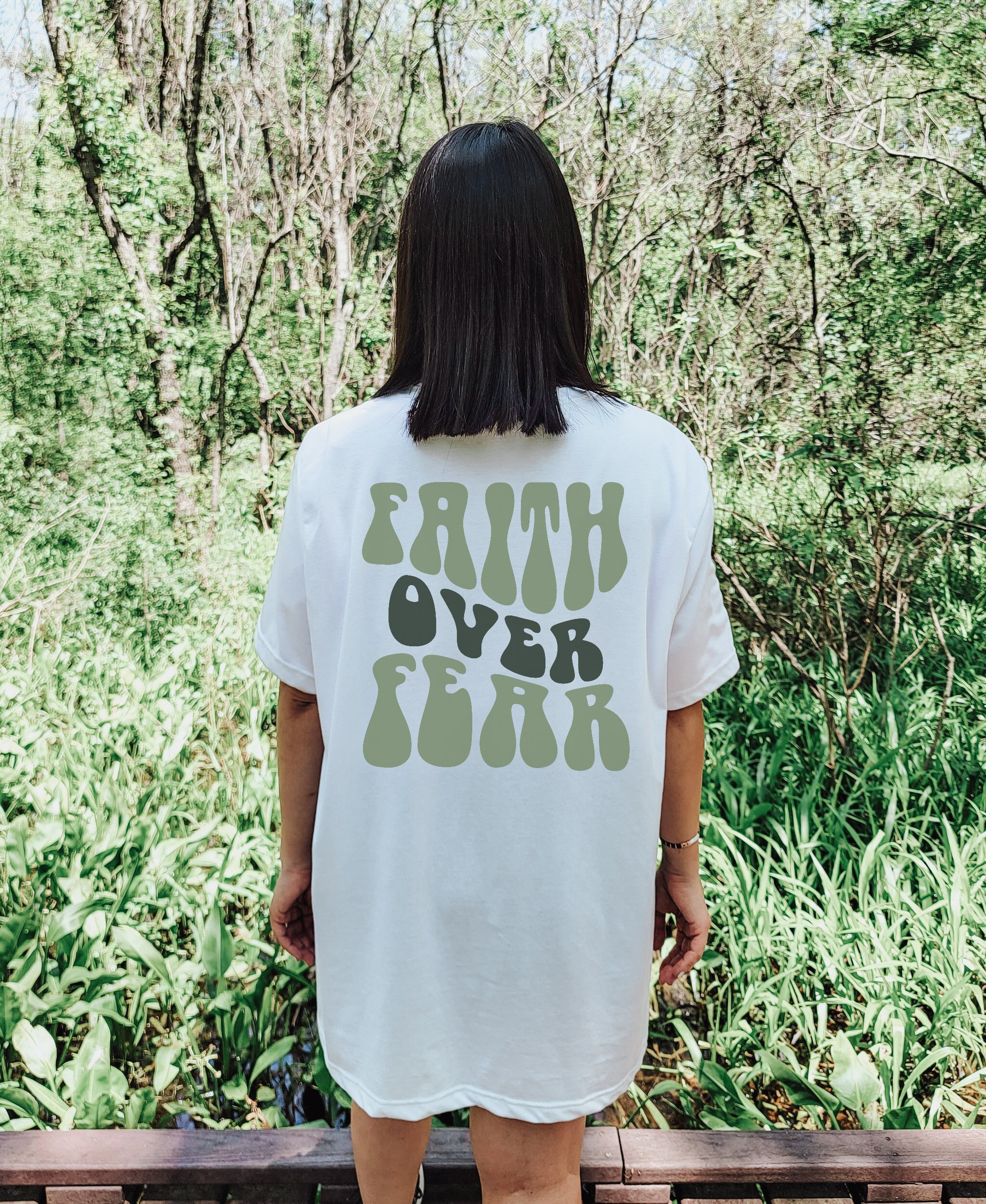 Faith Over Fear Aesthetic Tshirt VSCO Shirt Christian Clothing Trendy Clothes Oversized T-shirt Religious Shirts Tumblr Shirt Preppy Tee