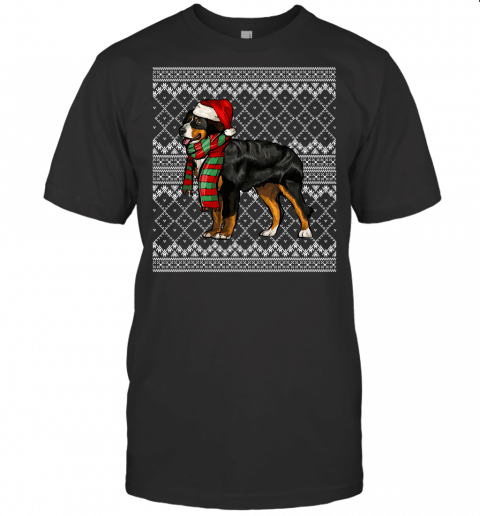 Xmas Bernese Mountain Dog Santa Claus Hat Ugly Christmas T Shirt