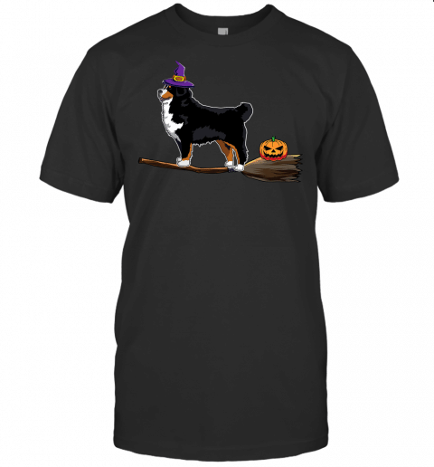 Cute Bernese Mountain Dog Halloween Witch Girls Costume T Shirt