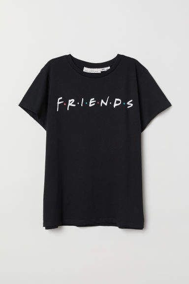 H Shirt With Printed Text Black Shirt