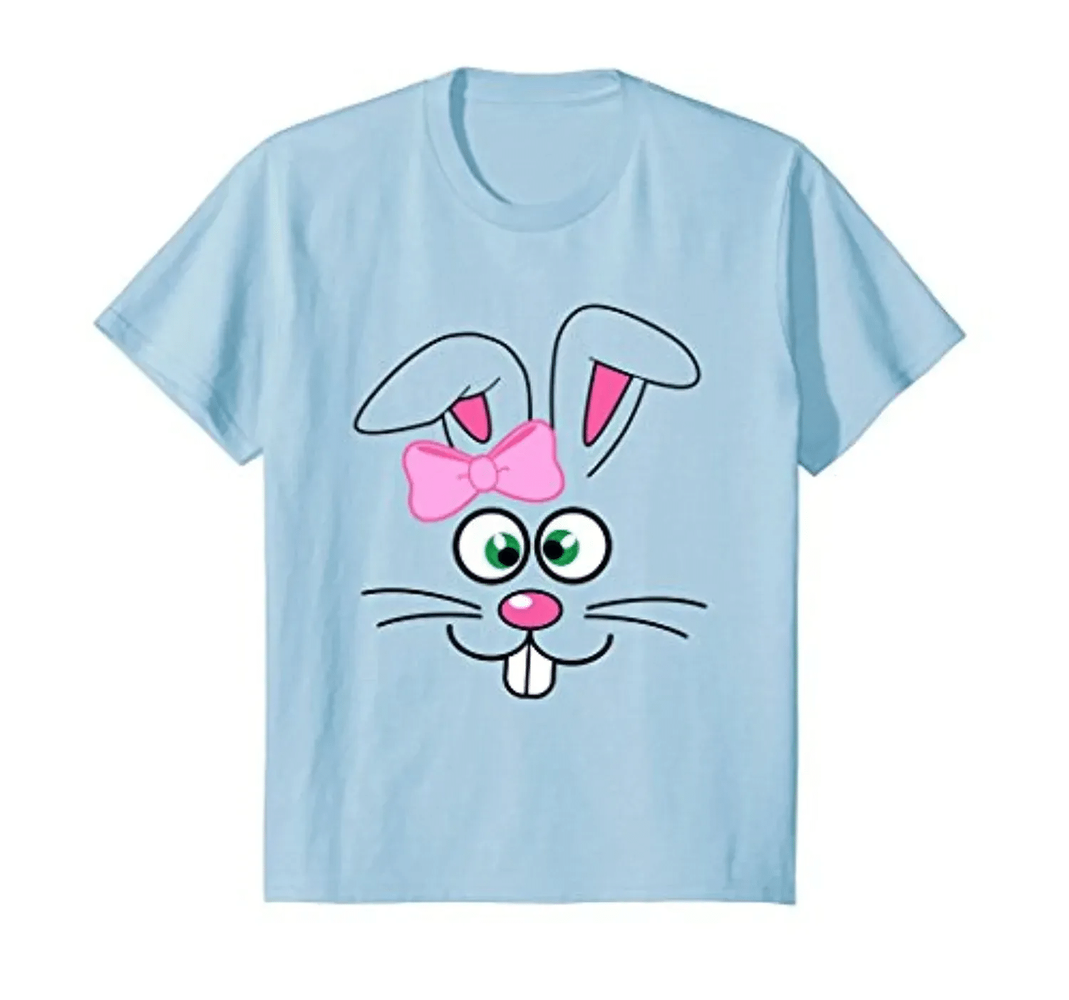 Easter Shirt Women Girls Bunny Face Rabbit Funny Pink Bow