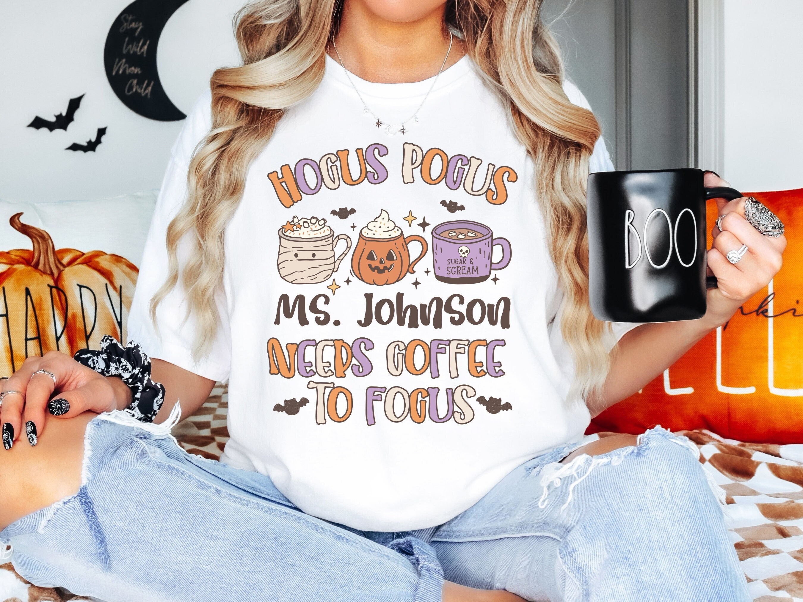 Personalized Teacher Halloween Shirt Custom Halloween Teacher Shirt Retro Halloween Spooky Teacher Tshirt Groovy Spooky Season Teacher Gift