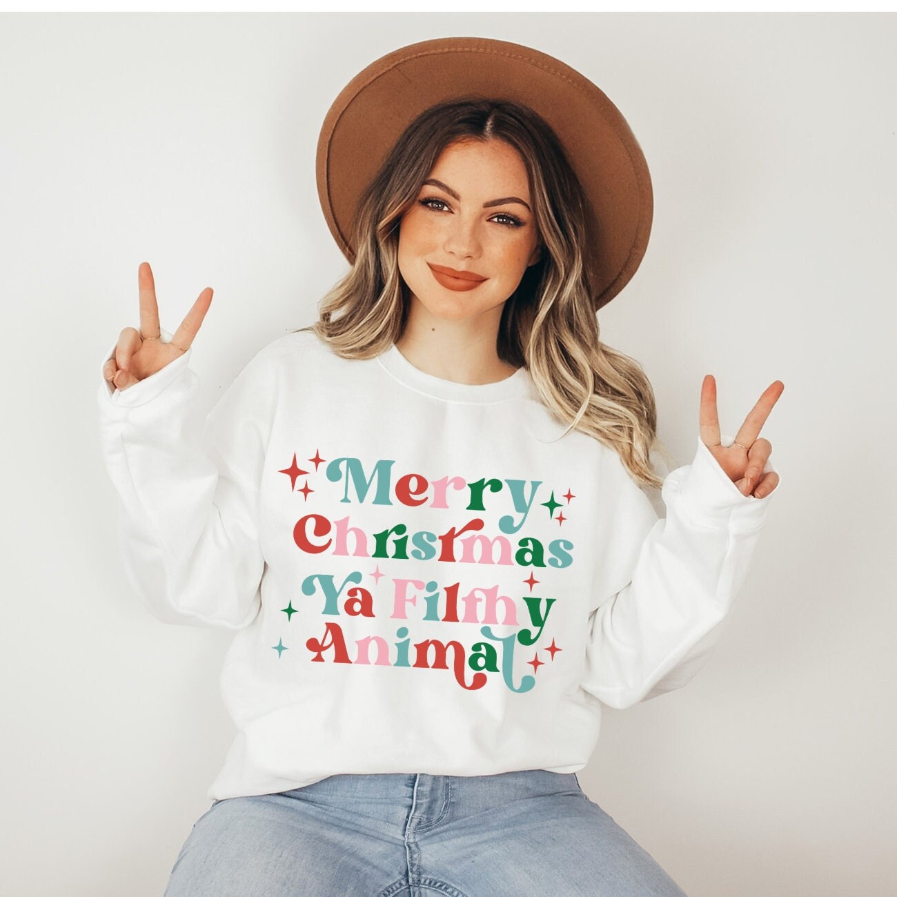 Merry Sweatshirt Christmas Preppy Sweatshirt Trendy Christmas Christmas Crewneck Merry and Bright Cozy Outfit Christmas Outfit Ya Filthy