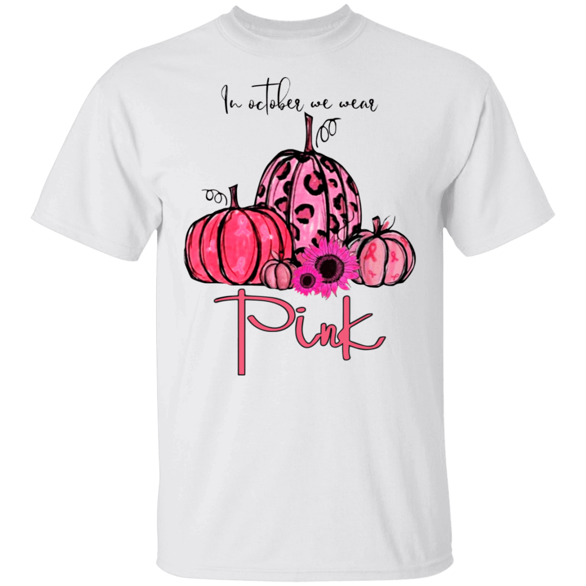 In October We Wear Pink Pumpkin Breast Cancer Halloween Shirt