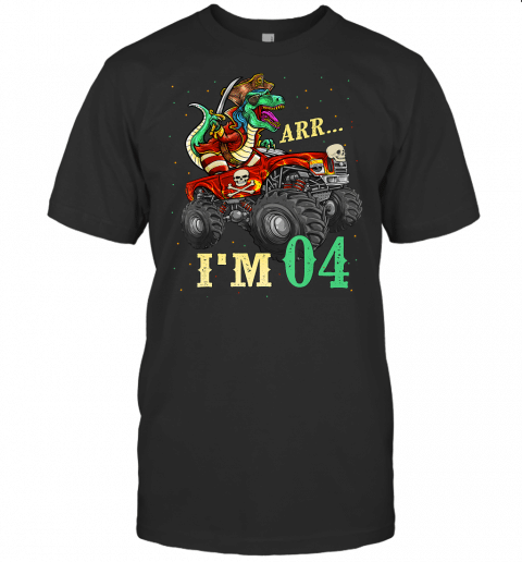 Kids 4Th Birthday Boys Dinosaur Pirate Monster Truck Gift Ar T Shirt