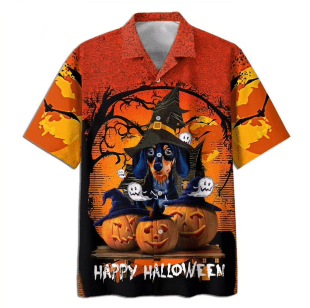 Dog And Pumpkin Halloween Hawaii Shirt