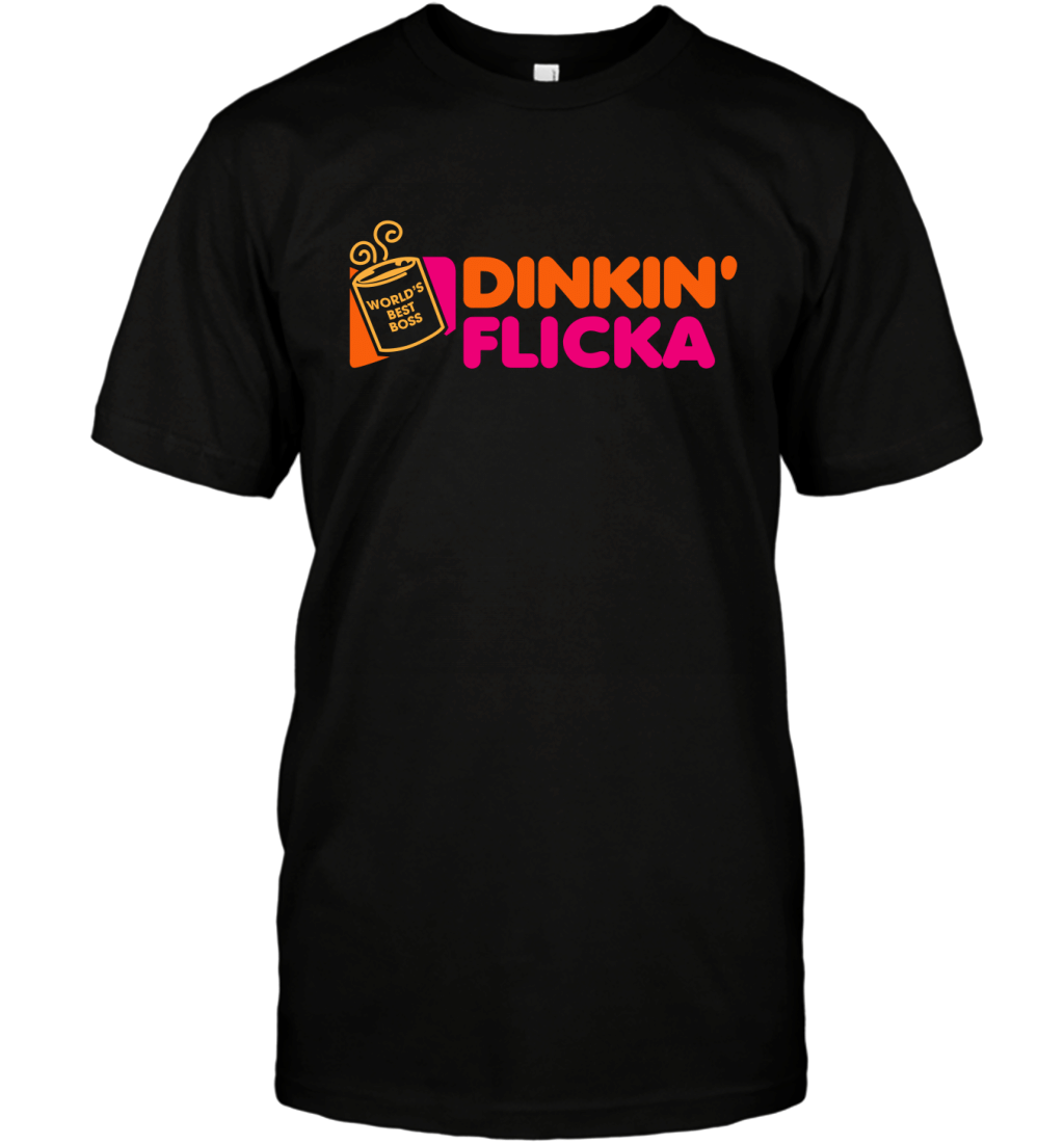 World_S Best Boss Coffee Dickin_ Flicka Dunkin_ Donuts Parody The Office Shirt T-Shirt