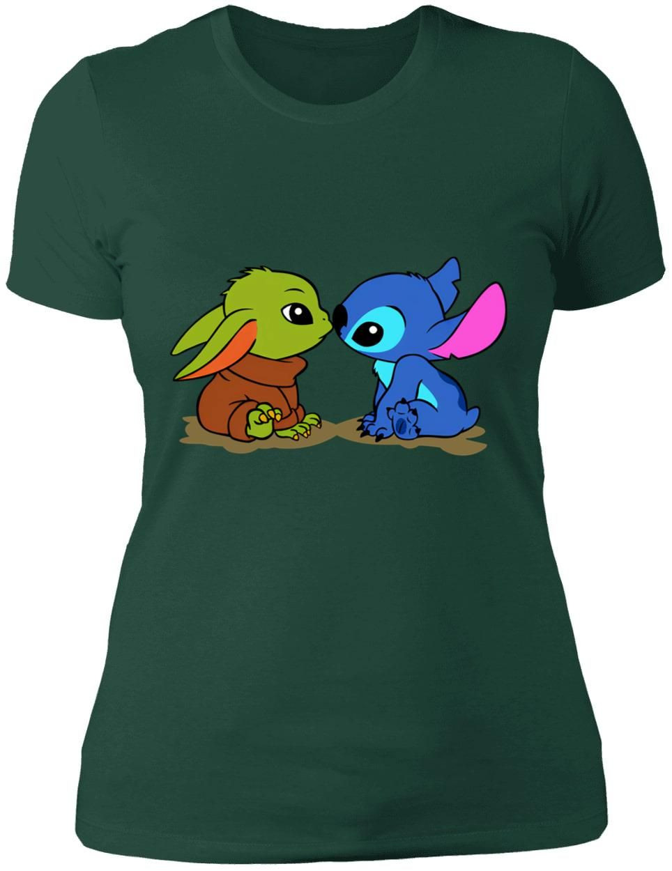 Stitch Yoda Baby Premium Ladies Shirt