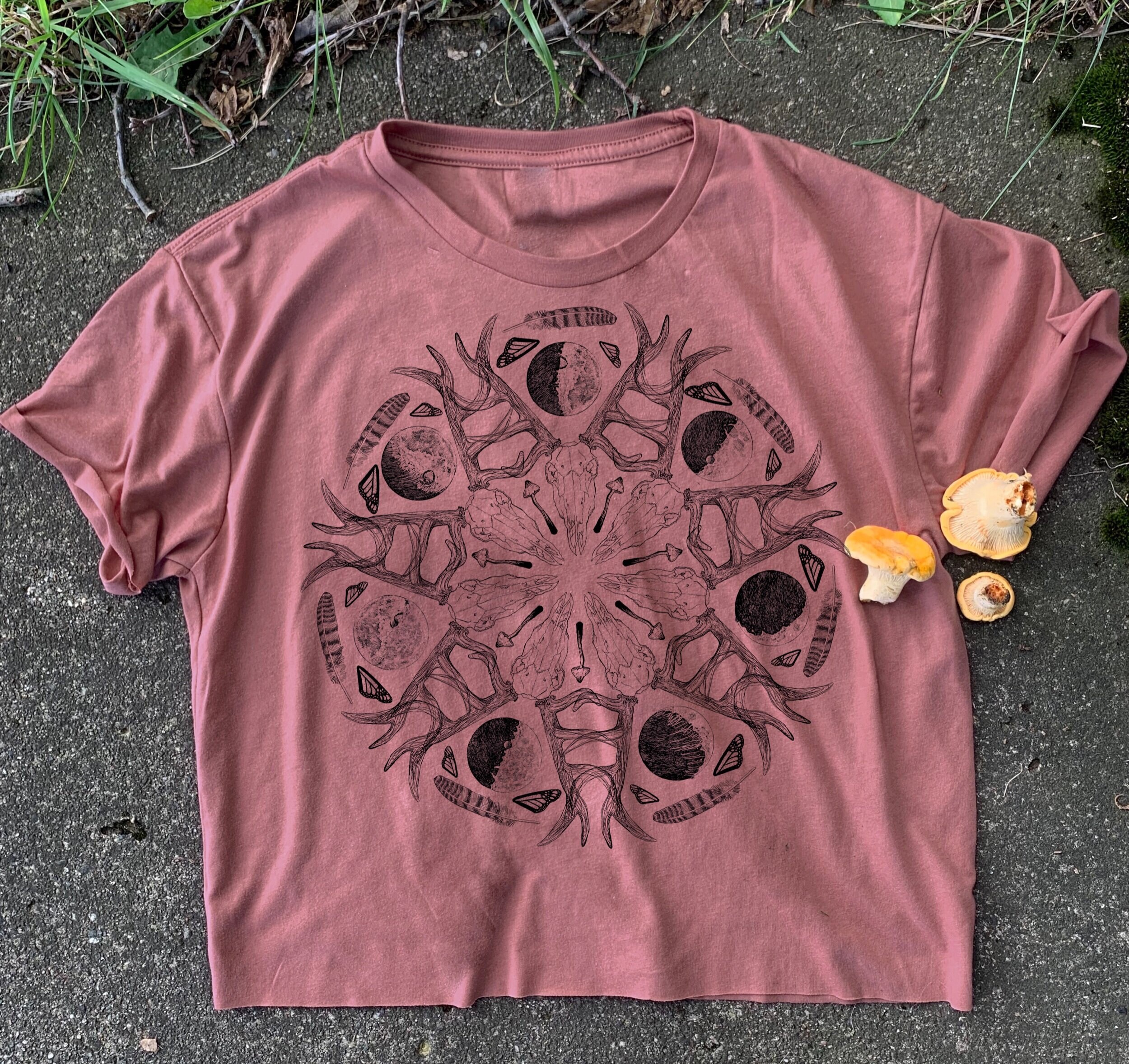 Elk Mandala  Crop Top mushroom shirt moon phase shirt nature shirt feather shirt