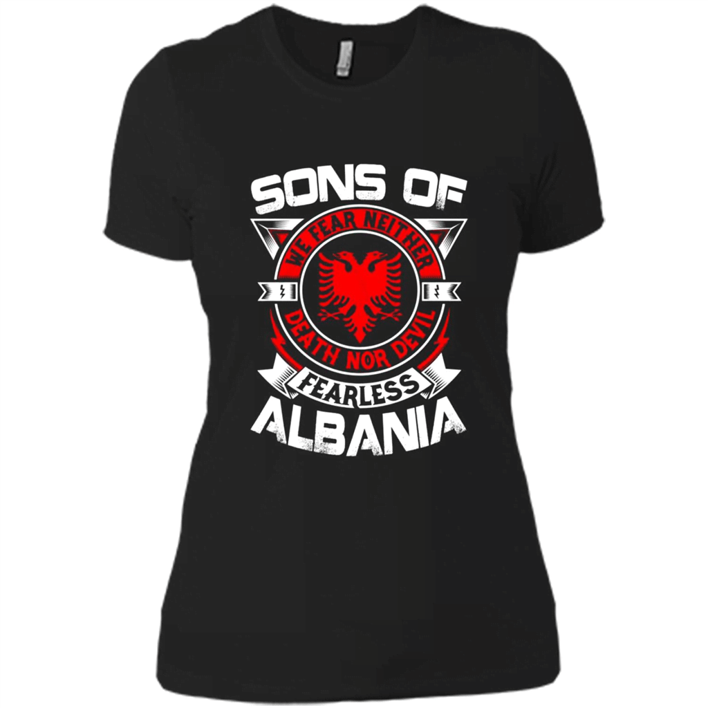 Sons Of Fearless Albania We Fear Neither Death Nor Devil – Ladies Boyfriend T-Shirt