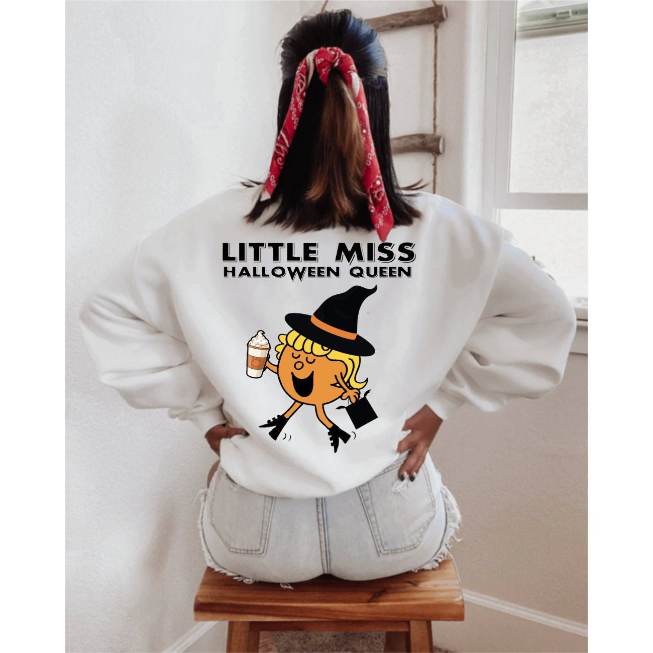 Little Miss Halloween Queen Sweatshirt Halloween Sweater Halloween Crewneck Spooky Sweatshirt Pumpkin Sweatshirt Witchy Sweatshirt PSL