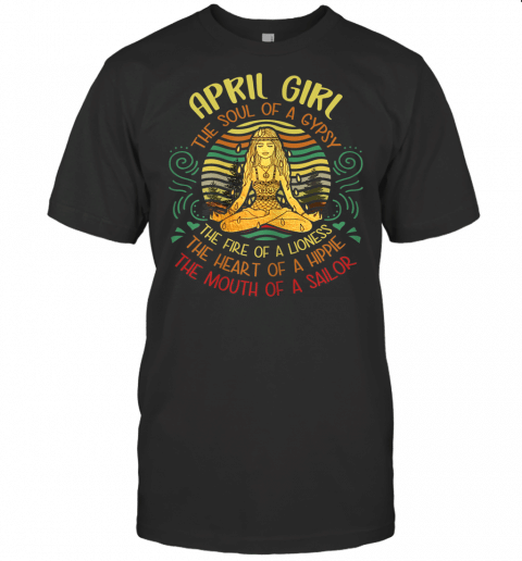 Womens April Girl Witch Soul Funny Cute Vintage Birthday April Yoga T Shirt