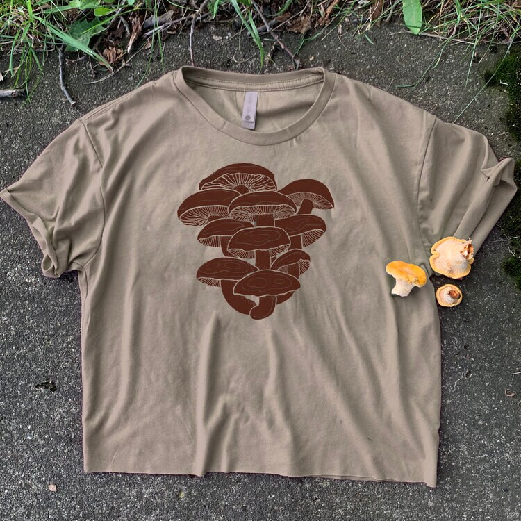 Mushroom Crop Top mushroom shirt moon phase shirt nature shirt feather shirt