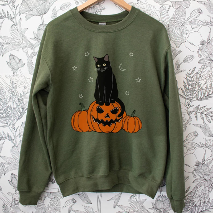 Cat On Pumpkin Sweatshirt