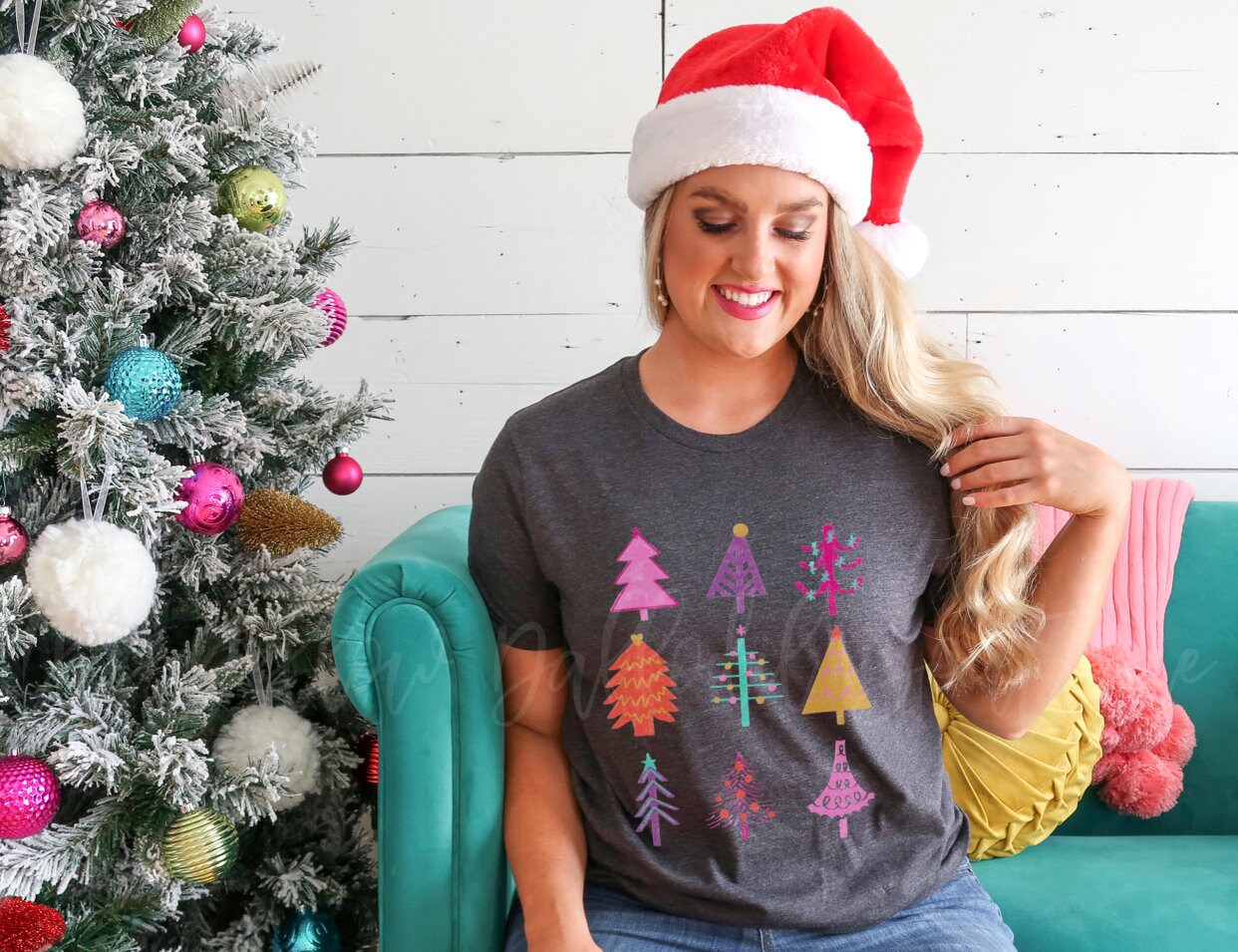 Neon Christmas Trees Graphic Tee