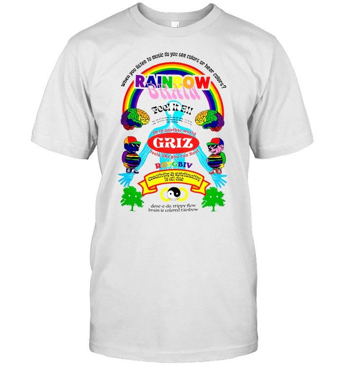 Griz Merch Rainbow Brain T Shirt White