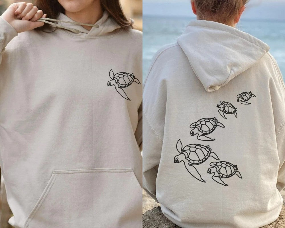 Vintage Ocean Turtle Surf Hoodie